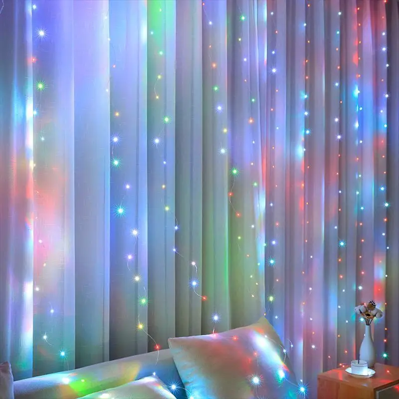 Christmas Light USB Curtain String Light Holiday Decor 3M 4M 6M Fairy Light 8 Mode LED Garland Wedding Party Birthday Decoration