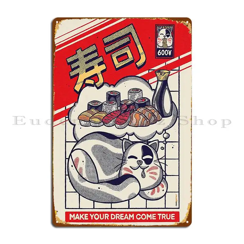 Dreaming About Sushi Metal Sign Pub Garage Decoration Designs Wall Cave Wall Mural Tin Sign Poster