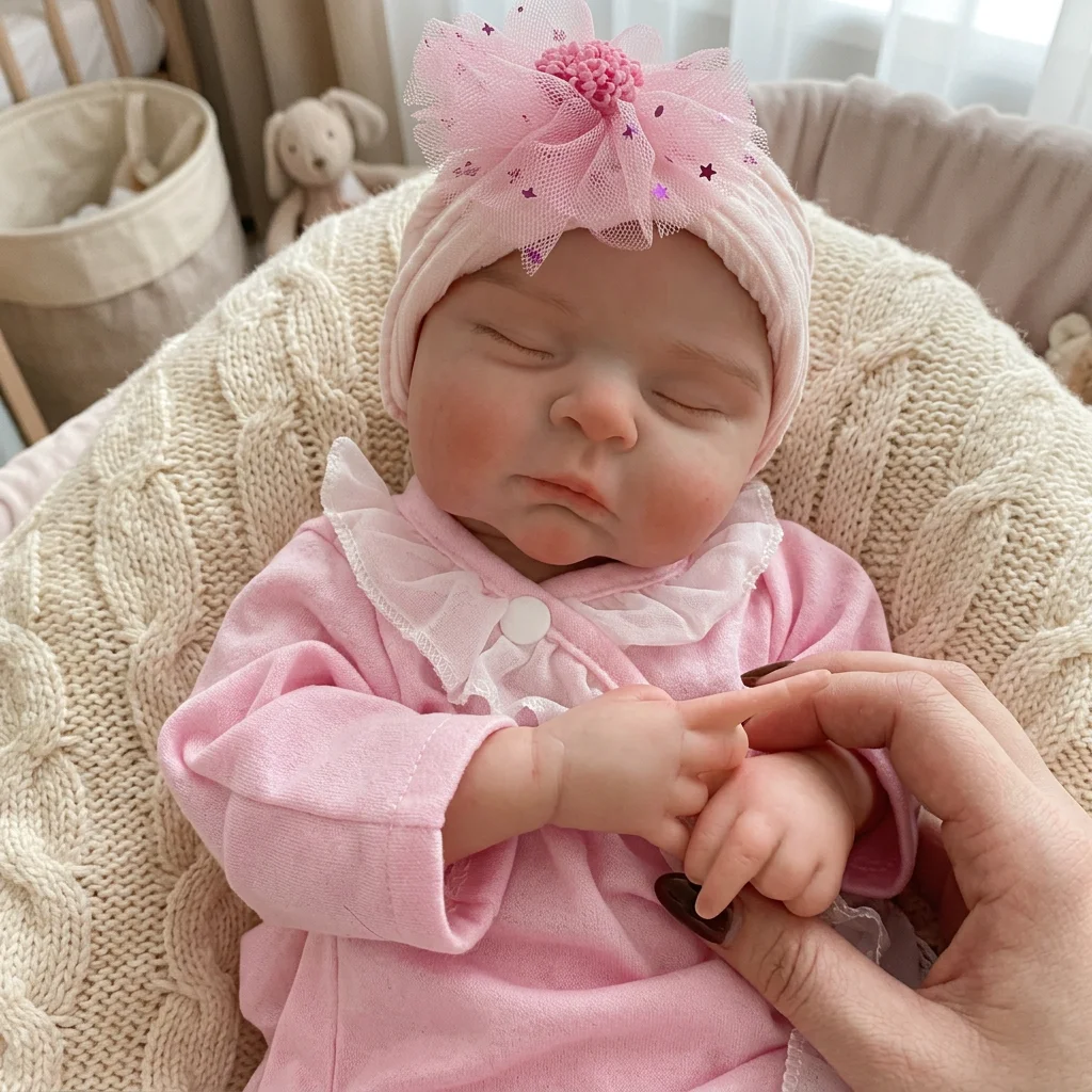 18 Inch Full Body Solid Silicone Reborn Doll Peaches Realistic Closed‑Eyes Newborn Baby Soft Simulated Bebe Holiday Birthday