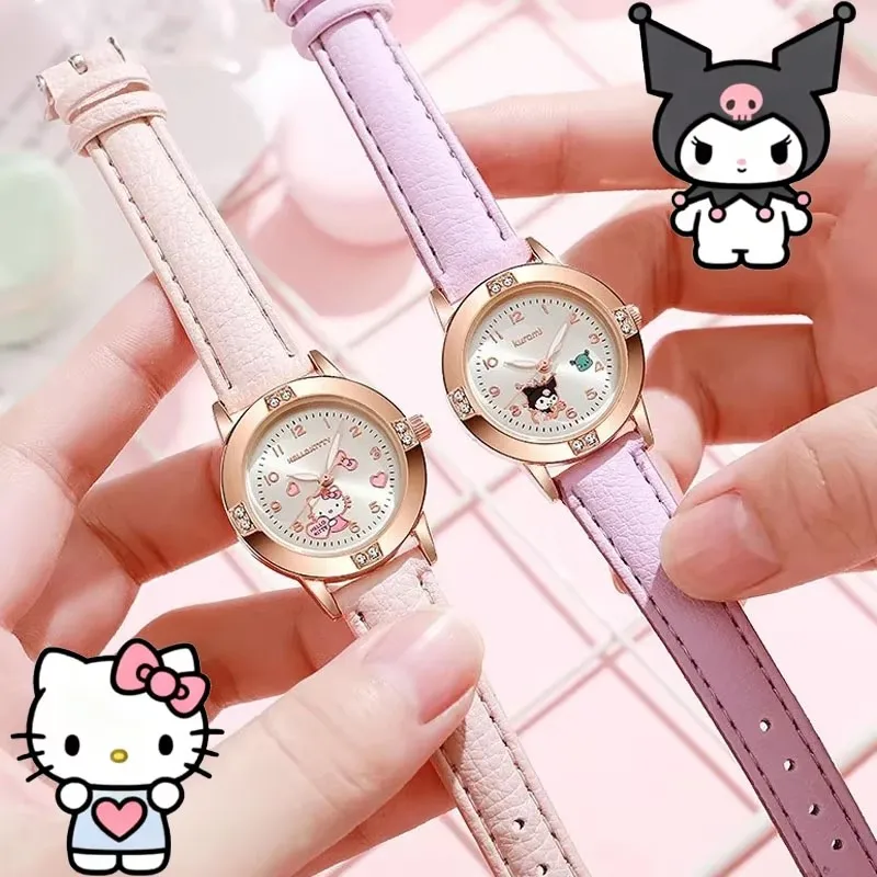 

@5Pcs Sanrio Hello Kitty Watch Kawaii Kuromi Cinnamoroll Leisure Fashion Melody Watch Women's Children's Girls' Children's Gifts