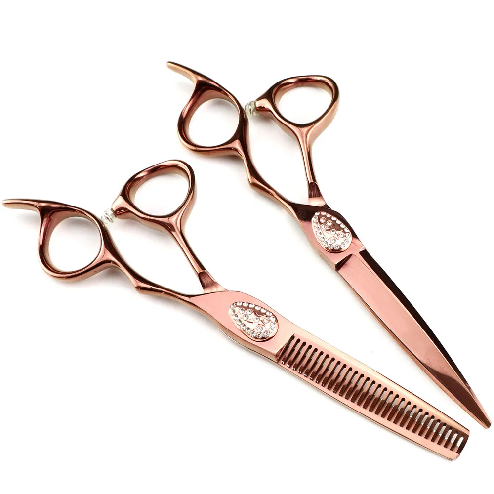 Professional JP440C steel 6 \'\' Gem scissor Bronze hair scissors haircut thinning barber hair cutting shears hairdresser scissors