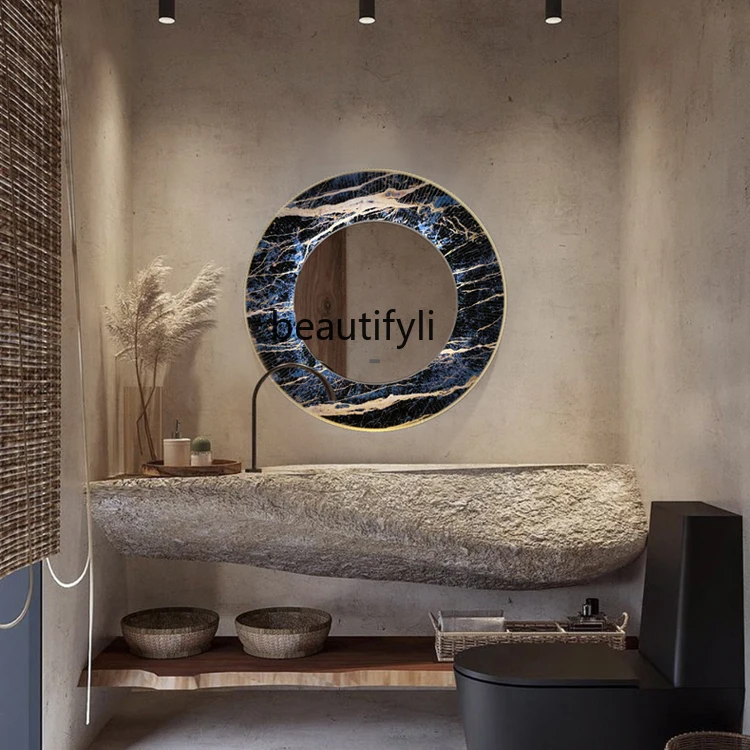

Marble Pattern Glass Mirror Lamp Modern Light Luxury Living Room Decoration Bathroom Bathroom Led