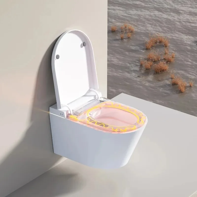 Wall-Hung Smart Toilet with Seat Ring Sensor Heated Seat Remote Control & Auto Flush Stand-up Feature