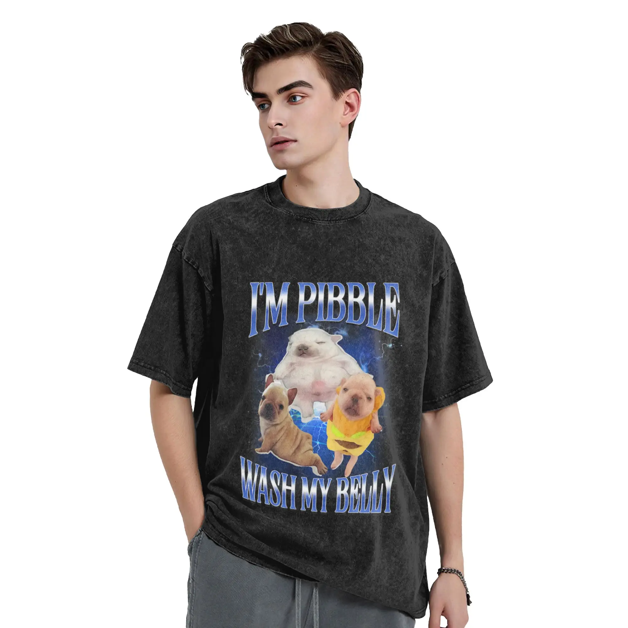 Silly Meme I m Pibble Wash My Belly Clean My Belly Meme Classic Chic A Vintage Oversized Cotton Unisex T-Shirts