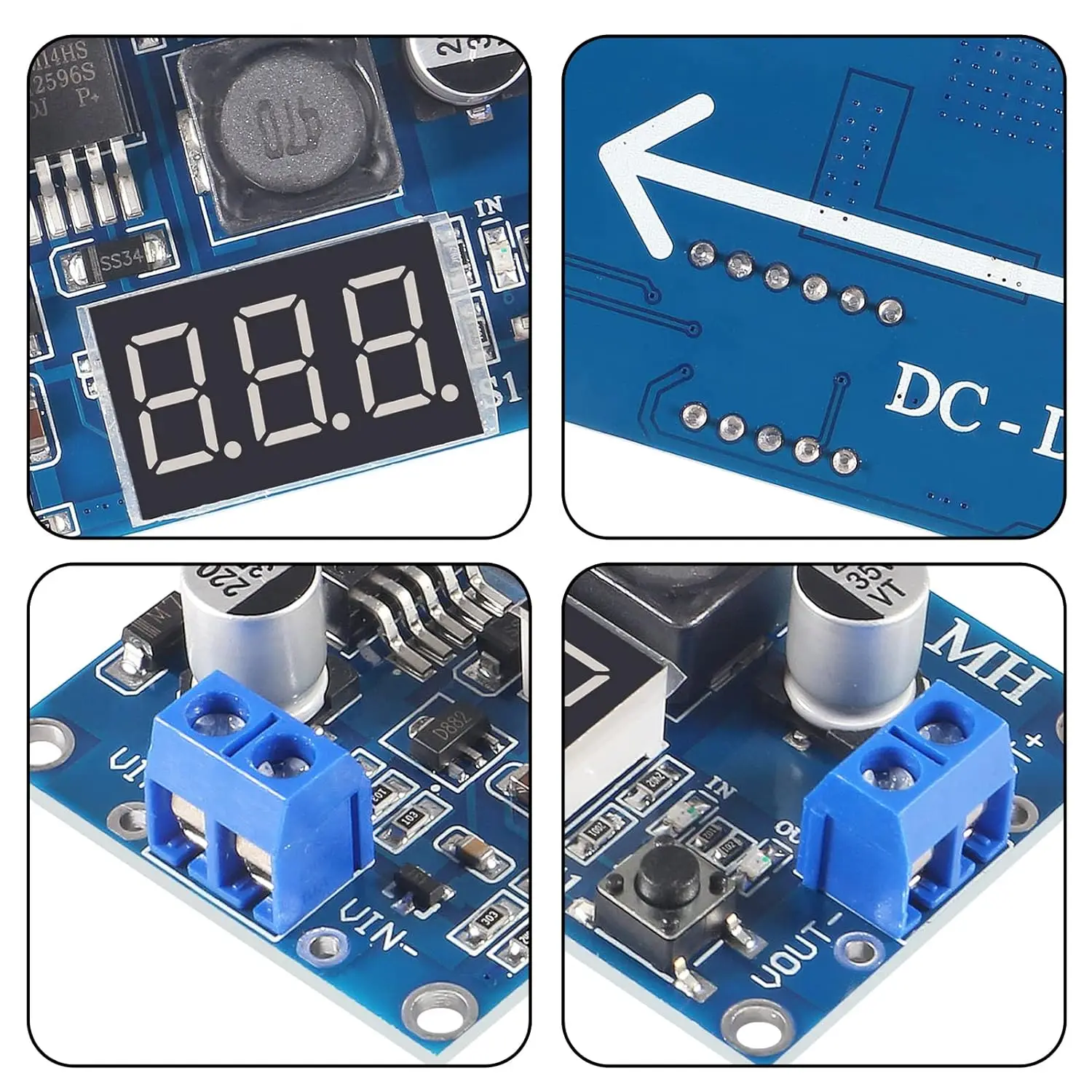 LM2596 Buck Converter Step Down Adjustable Module DC-DC High Efficiency Voltage Regulator 3A 3-40V to 1.5-35V with LED Display