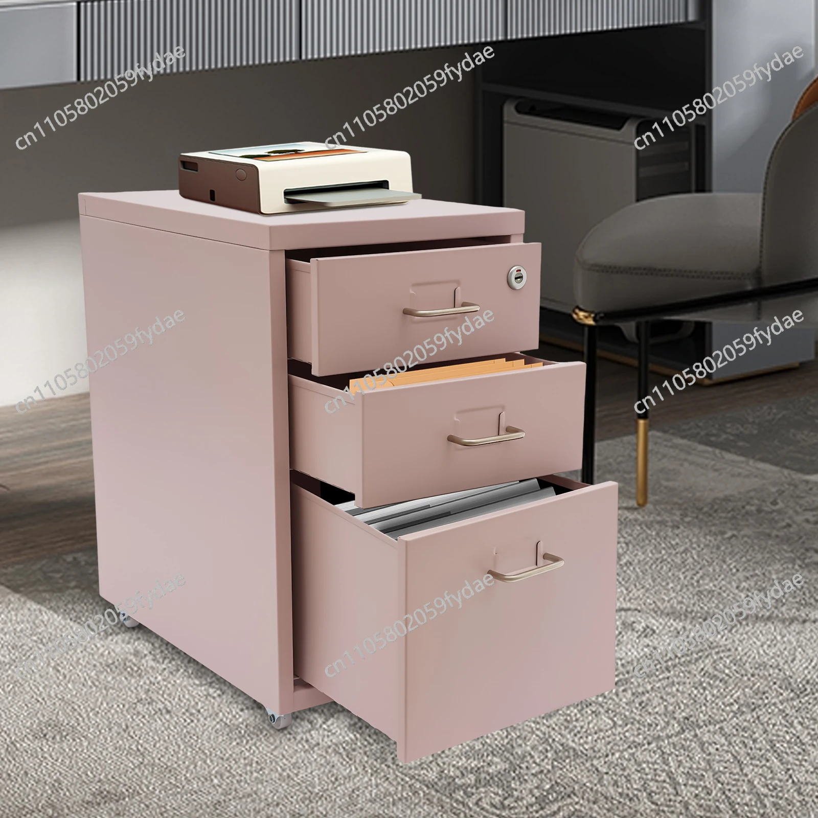 3 -Tiers  Vertical File Cabinet Metal Mobile File Cabinet Cold-rolled Steel Cabinet Under Desk