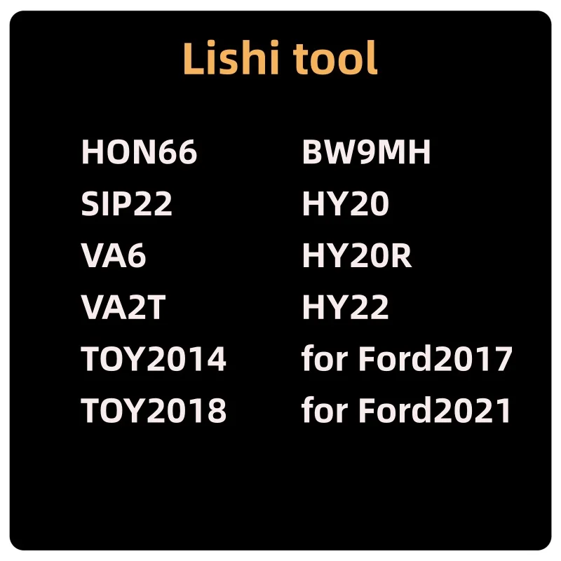 Lishi 2 in 1 Tool HON66 SIP22 VA6 VA2T TOY2014 TOY2018 BW9MH HY20 HY20R HY22 for Ford2017 Ford2021
