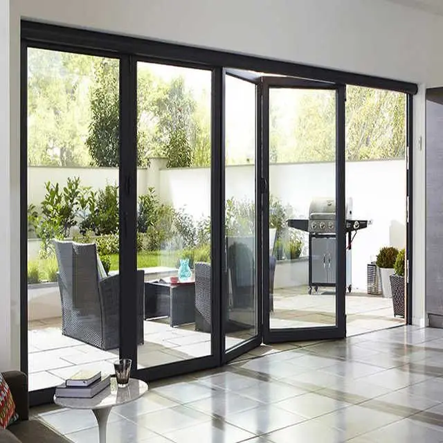 Metal Frame Accordion Door Wholesale Price Double Glazing Outdoor Bifold Doors Tempered Glass Aluminium Sliding Folding Doors