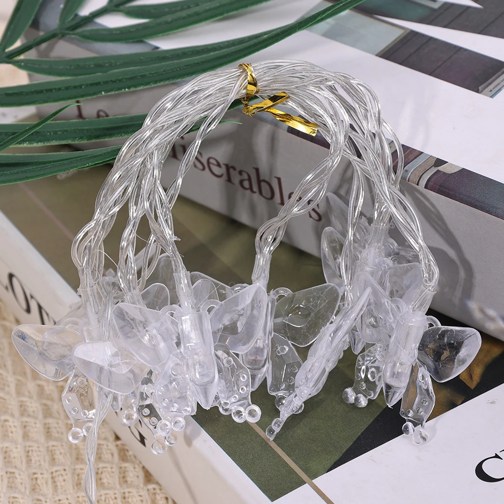 LED Butterfly String Lights Battery Powered Crystal Butterfly Light String Outdoor Waterproof Garland Lamp Xmas Party Decoration