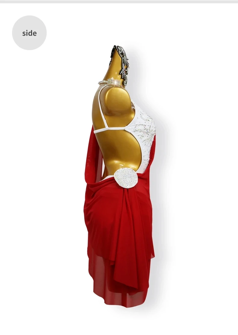 Lateinamerikanisches Tanzkleid, Sport-Party-Kostüm, Mädchen-Cabaret-Anzug, Ballkleid mit Fransen, elegante Damen-Wettbewerbskleidung, sexy Abendkleidung – Detail 9