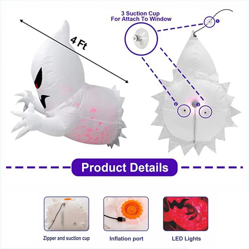 1.4m Halloween Inflatable Ghost Horror Window Ghost Foldable Balloon Outdoor Courtyard Garden Decoration Fun Party Tool - Image 5