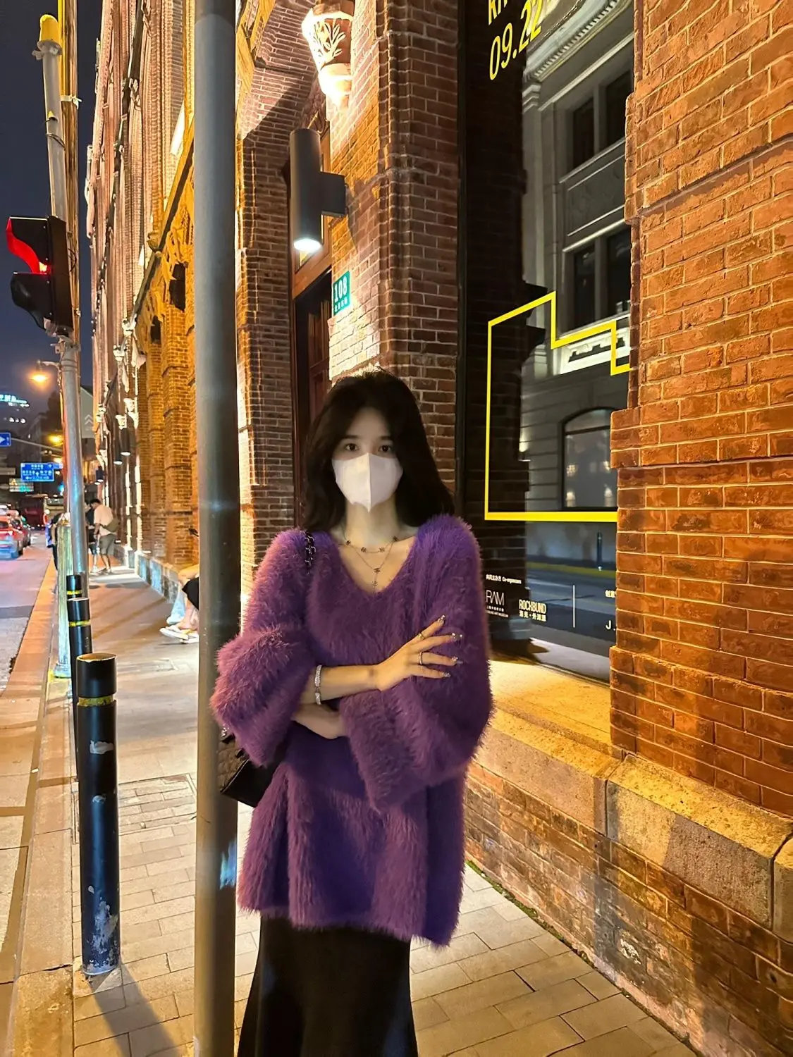 

Женский свободный однотонный вязаный свитер с v-образным вырезом, модная уличная одежда, винтажная теплая верхняя одежда, женский вязаный пуловер