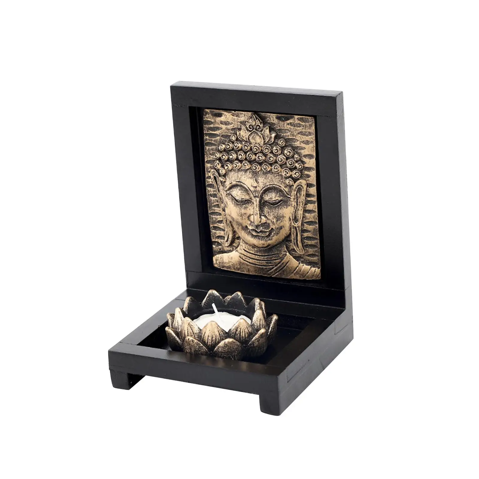 Buddha Statue Candlestick Candle Holder Table Centerpiece Resin Tealight Candleholder for Livingroom Zen Dining Room Fireplace