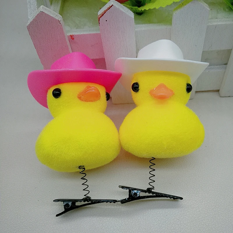 Cartoon Funny Doctorial Hat Cowboy Hat Little Yellow Duck Hairpin Fashion Duckbill Hair Clip For Children Cute Hair Accessories