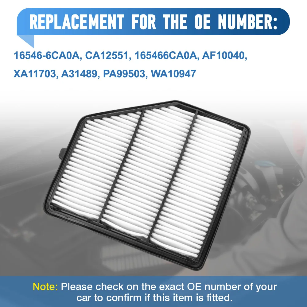 

For Nissan Altima L4 2.5L 2019 2020 2021 2022 2023 Car Engine Air Filter CA12551 AF10040 XA11703 A31489 16546-6CA0A