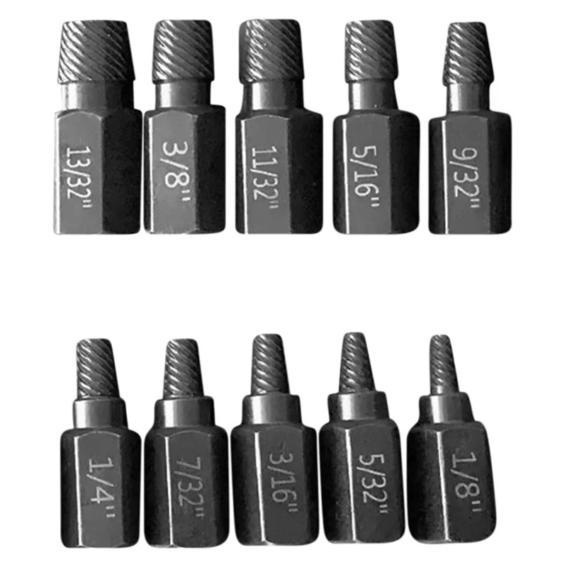 Upgrade Screw Extractor Set, 10Pcs 3.2-10.3mm Heavy Duty Hex Head Screw Extractor Set for Rust Damaged Bolts