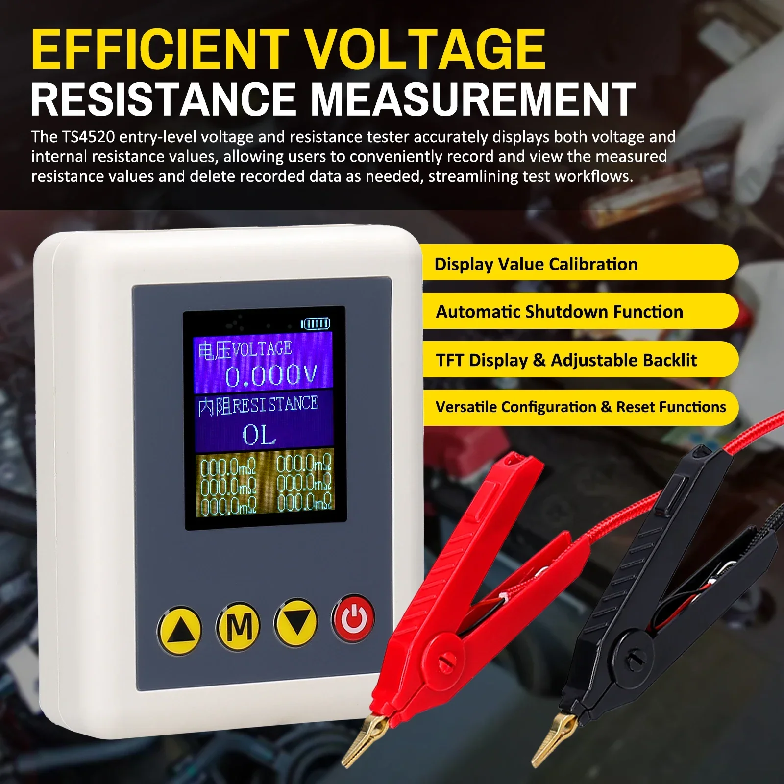 TS4520 Entry-Level Voltage Internal Resistance Tester AC 4-Wire Kelvin Method Professional Voltage Meter Internal Resistance