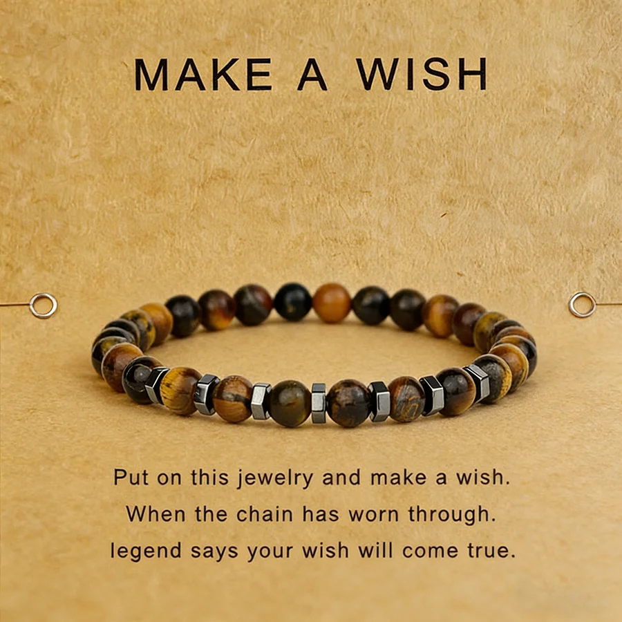 Minimalist Elegance Men Handmade Stone Beaded Bracelet Cool Riding Wrist Accessories Elastic Stretch Healing Stone Braclet Homme