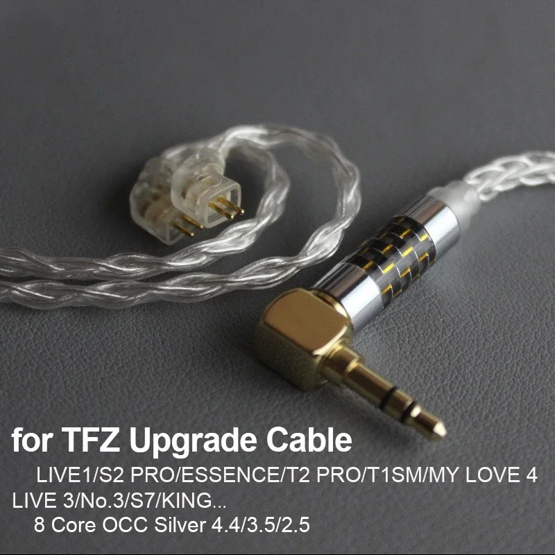 

TFZ Cable High Purity OCC Silver Plated Flat Upgrade Earphone Cable 3.5mm Plug for TFZ ESSENCE MYLOVE4LIVE SG1KING No.3 LIVE