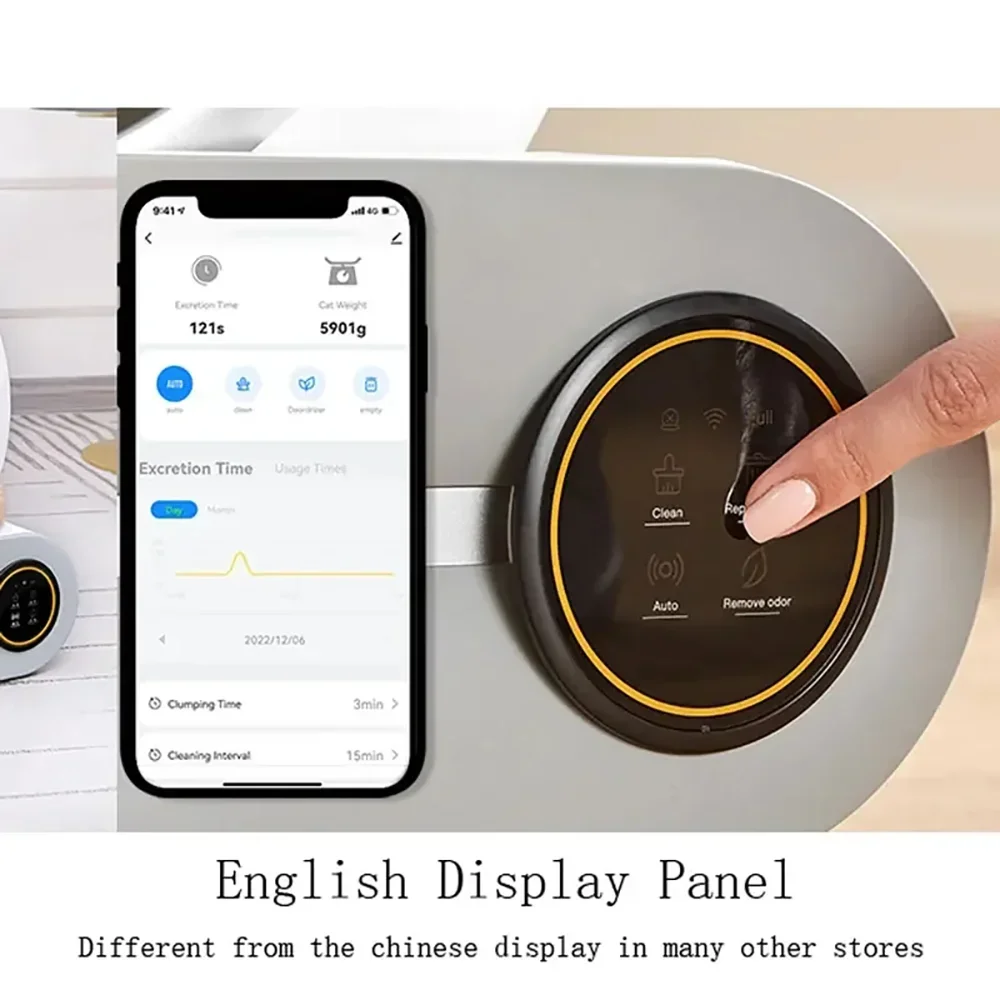 Tonepie 65L Automatic Smart Cat Box Self Cleaning Fully Enclosed Cat Box Pet Toilet  Tray English Versions