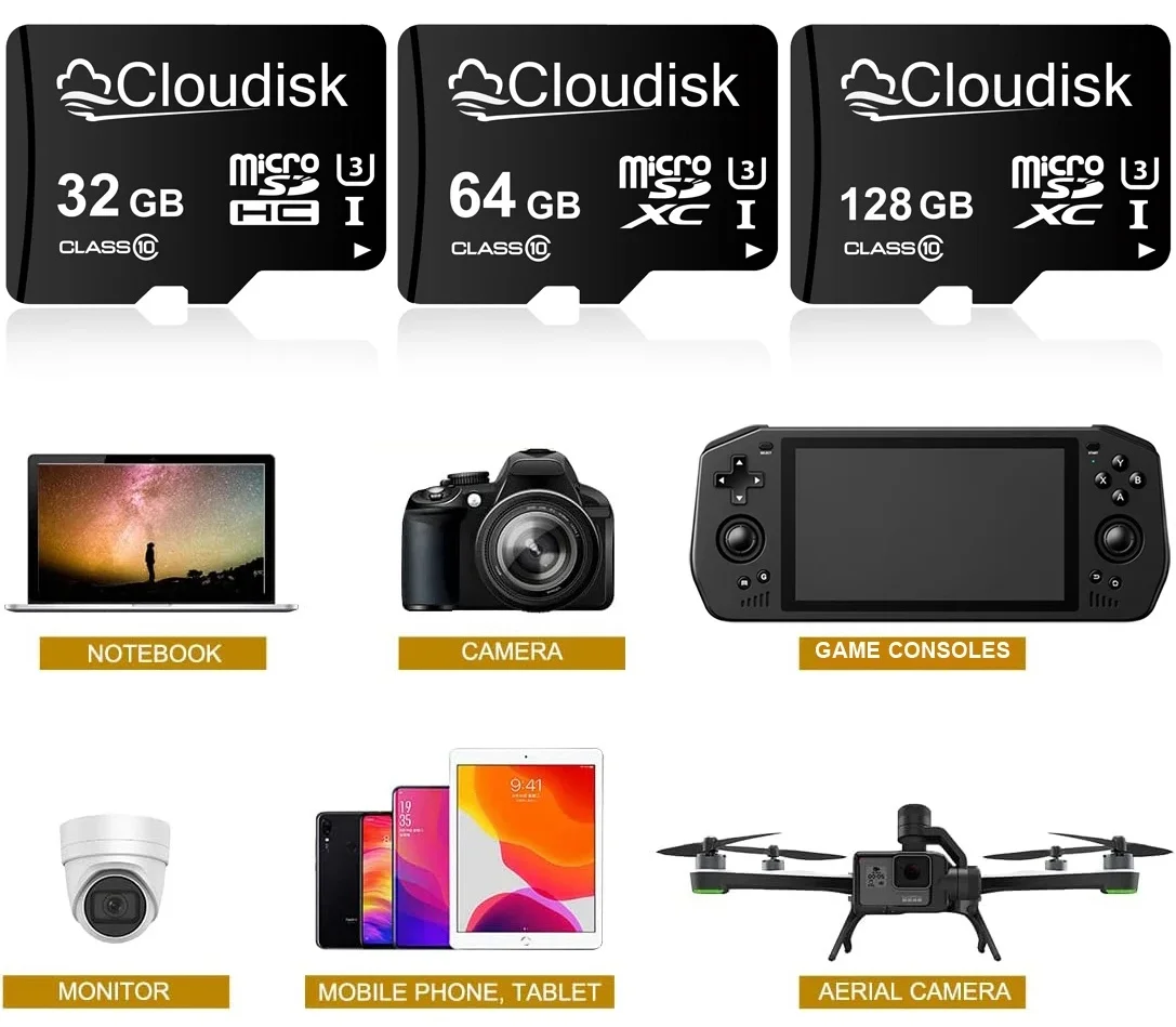 Cloudisk microsd speicher karte u3 128gb 64gb 32gb microsd karte für handy tablet kamera