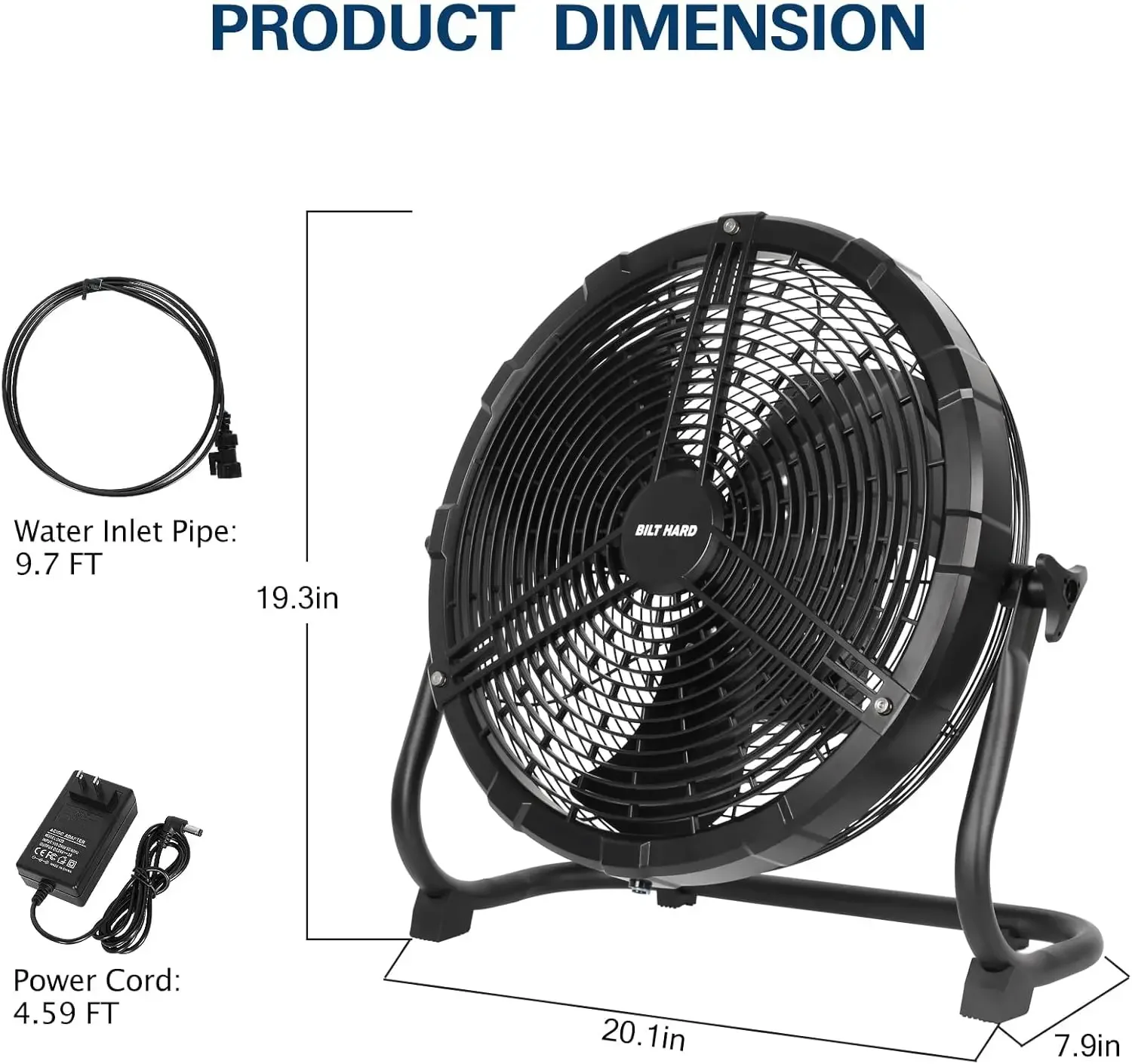 พัดลมไอน้ําแบบพกพากลางแจ้งขนาด 16 นิ้ว พัดลมไอน้ําที่ใช้แบตเตอรี่พร้อมแบตเตอรี่ที่ถอดออกได้ 15600mAh และฟังก์ชั่นหมอก ภายนอก