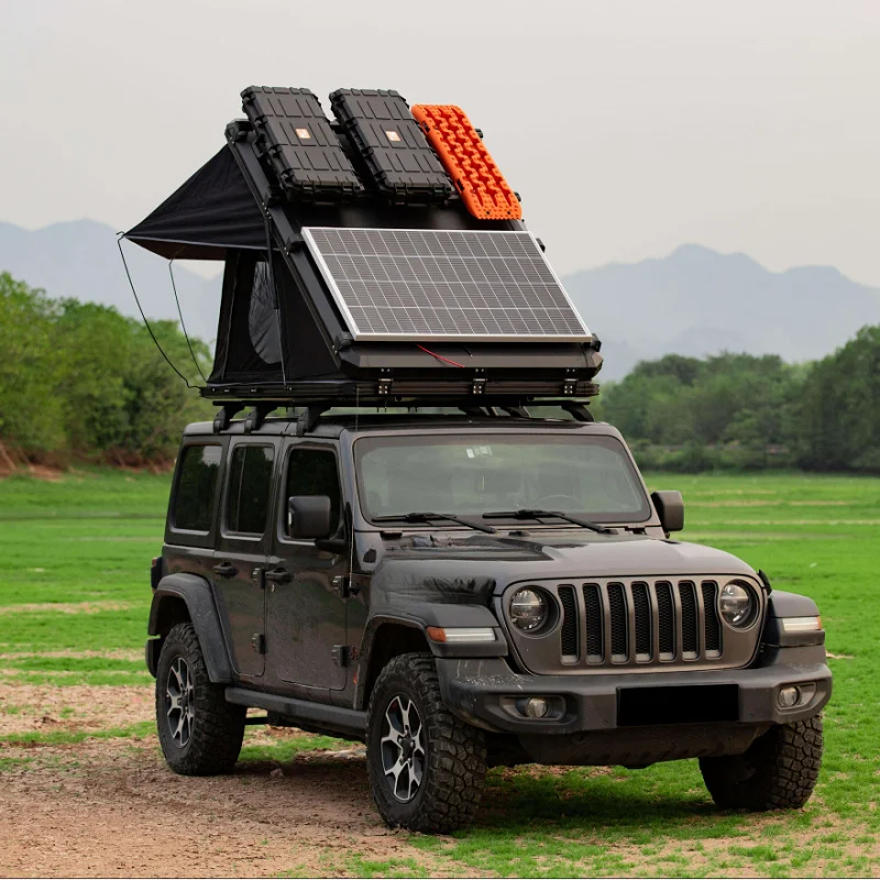 High Quality 2 Person Aluminum Clamshell Hard Shell Triangle Car Rooftop Tent Outdoor Camping Shelterents