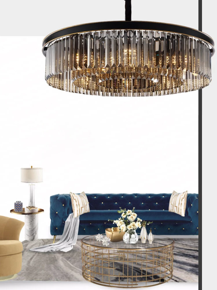 Luxury Black Crystal Chandelier For Living Room Modern Home Decor Hanging Light Fixture Dining Room Bedroom LED Cristal Lamp