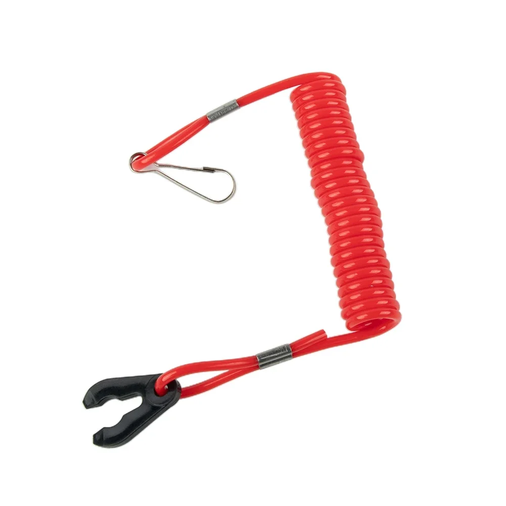 2x Boat Safety Lanyard Clips Engine Switch Lanyard Red Safety Clamp Kill Stop Motor Outboard Waterproof Accessory