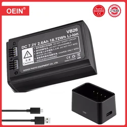 VC26 VB26 VB26A DC 2600mAh 18.76Wh wymiana USB ładowarka litowo-jonowa do Godox V860III V1 V850III Flash Speedlite