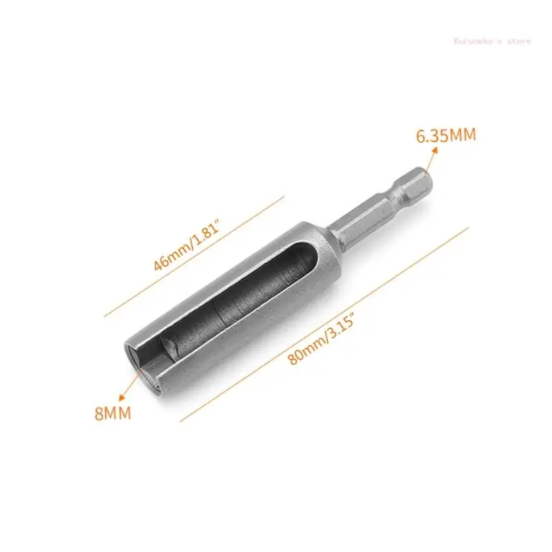 Destornillador tuercas 80 mm, llave vaso ranurada para broca hexagonal 1/4 pulgadas