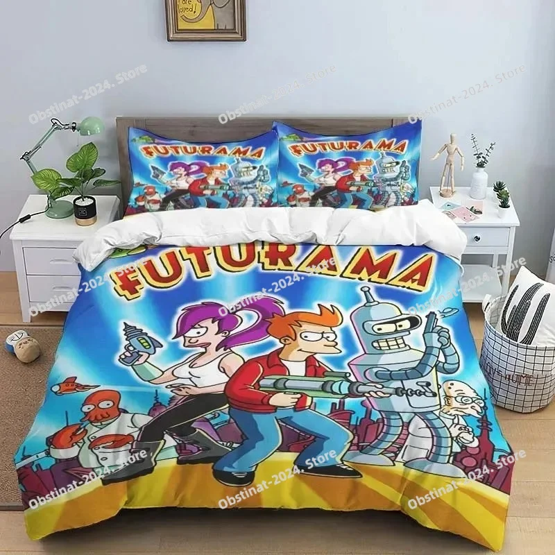 

3D Print Cartoon F-Futurama Bender Bedding Set Boys Girls Twin Queen King Size Duvet Cover Pillowcase Bed boys Adult Bedroom