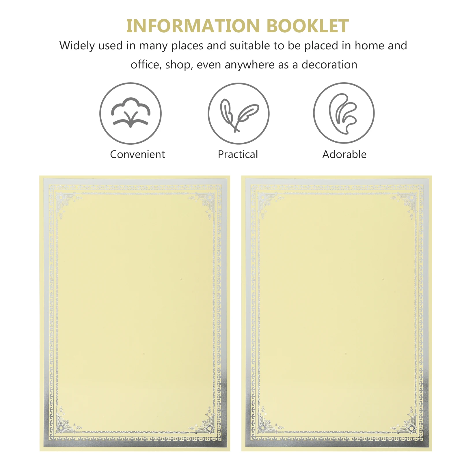 

10 Sheets Silver Foil Certificate Cover Blank Diploma Paper for Printing School Award Honor Documents Decorative Frame Elegant