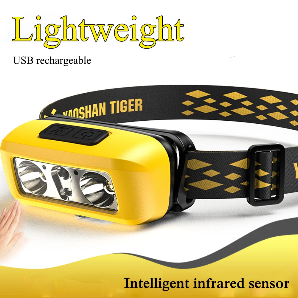 

IR Motion Sensor Headlight High Lumen USB Rechargeable LED Headlamp Outdoor Waterproof Head Lamp Super Bright Head Flashlight