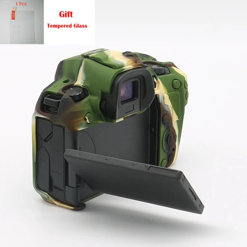 For Canon EOS R EOSR Silicone Armor Skin Case Protective Body Cover Protector Camera Bag soft case bag +1PCS Free Tempered Film