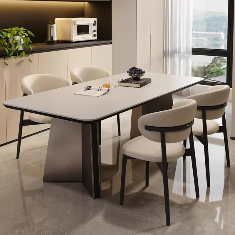 Dining Table Set Light Luxury High-end Dining Tables Household Rock Slab Rectangular Dining Tables Space Saving Furniture