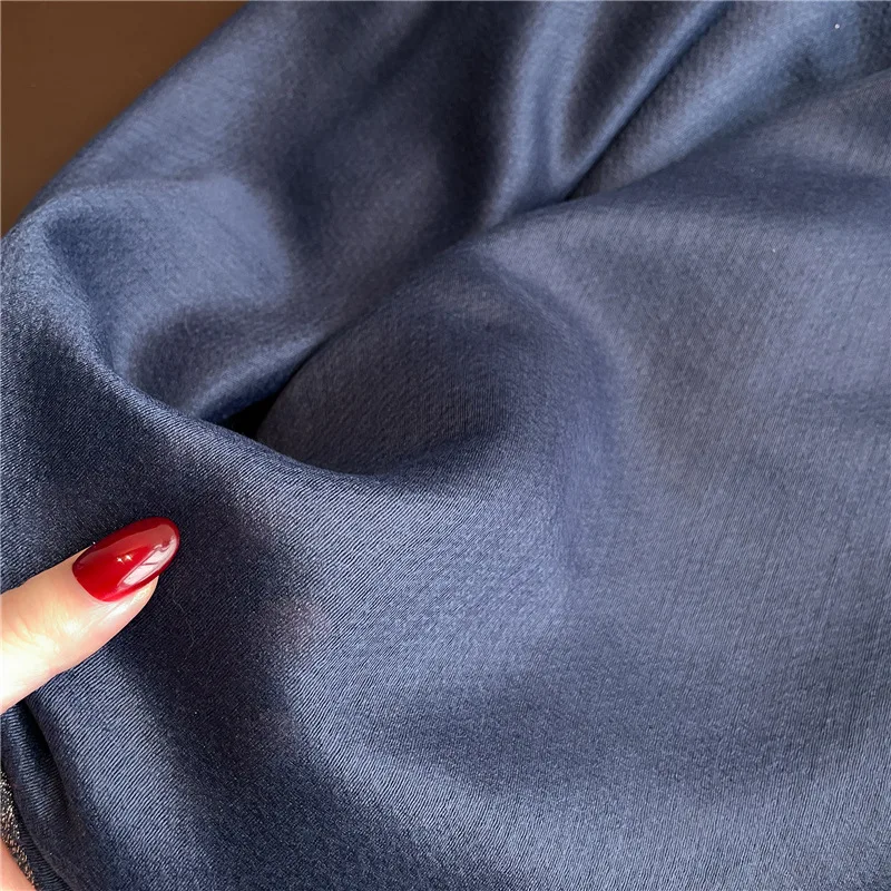Modischer Luxus Einfarbiger Langer Seidenschal für Damen Weicher Glatter Schal Kopftuch Hijab Outdoor-Schal Langer Umhang Strandtuch – Detail 14