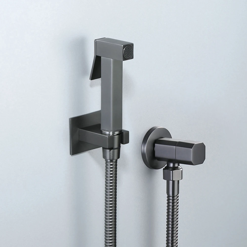 Gun Grey 304 Stainless Steel Bidet Sprayer Set Modern Design with Adjustable Nozzle Toilet Accessories for Hotels