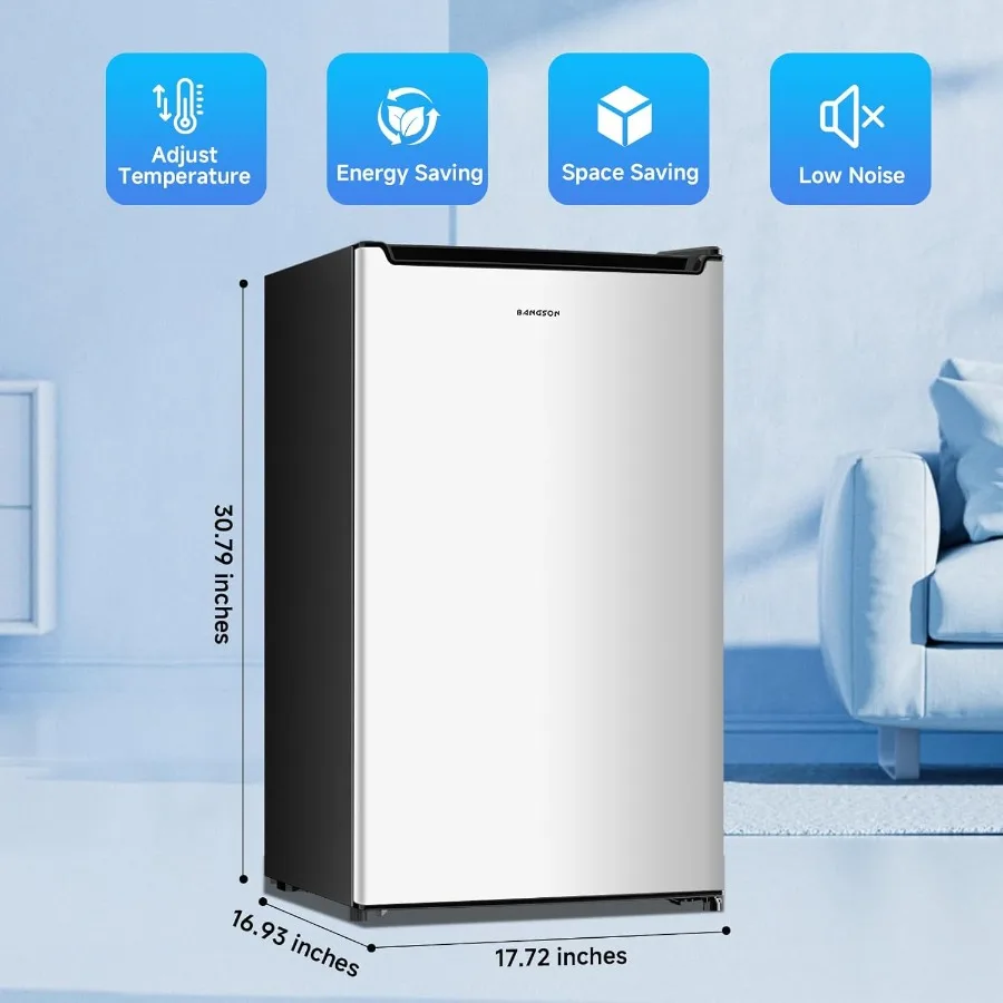 Compact Mini Freezer with Reversible Door and Adjustable Thermostat for Garage Dorm Office or Apartment Energy-Saving 2.1 Cu.Ft