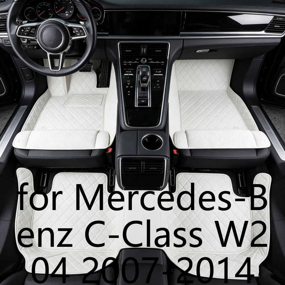 Premium Vollflächige Autofußmatten für Mercedes-Benz C-Klasse W204 2007-2014 5-Sitzer PU-Leder Wasserdicht Rutschfest Allwetterschutz Auto-Innenraum-Bodenschutz 9051
