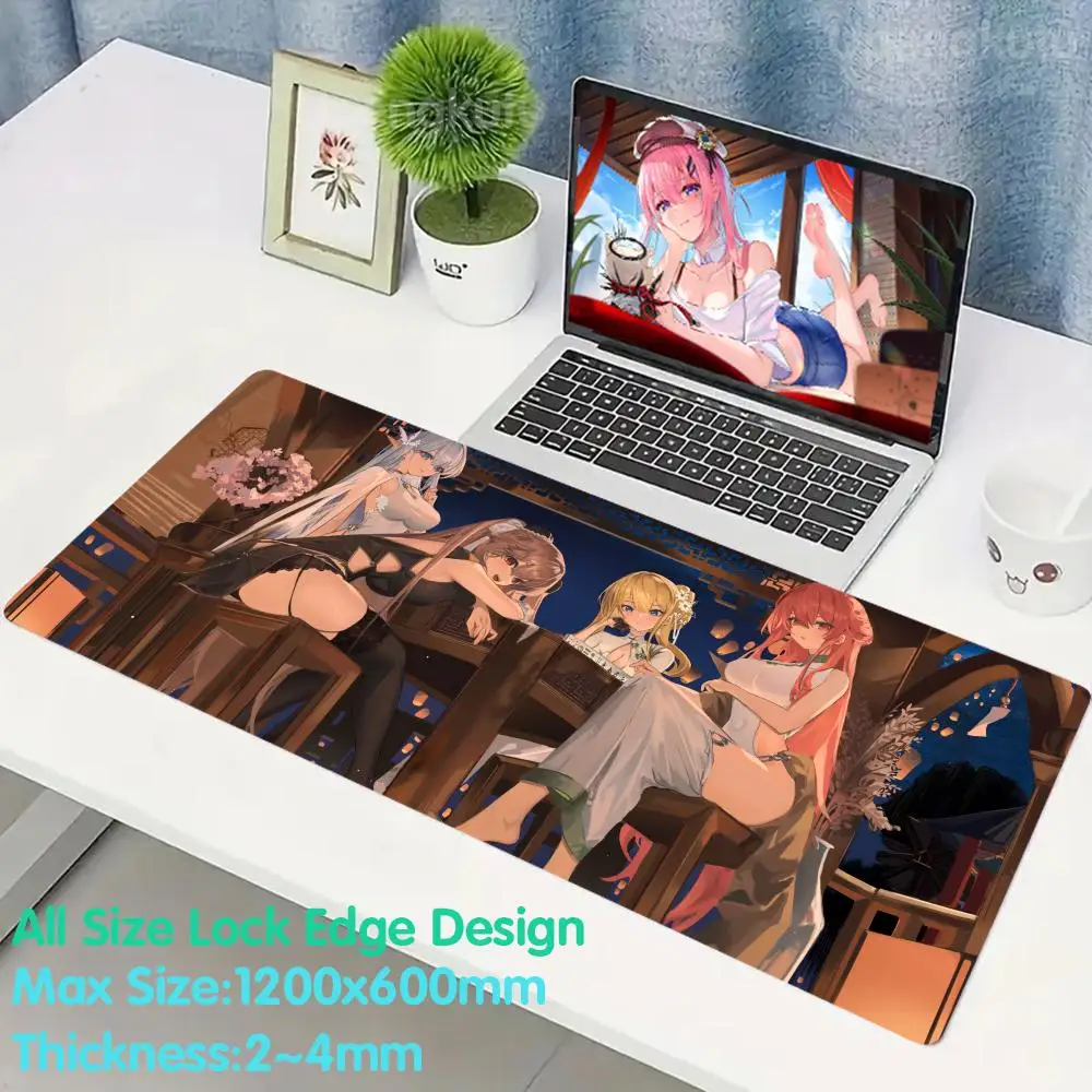 A_azur L_lane Anchorage Mouse Pad ยาง PC Gamer Accessorios GAMING โต๊ะแผ่นรองเม้าส์ Pad Mauspad 4 มม.ขอบขนาดใหญ่ล็อคโต๊ะ
