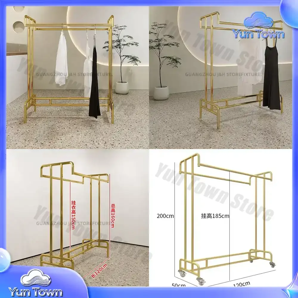 Retail Bridal Store Heavy Duty Clothing Rack Double Hanging Rail Clothing Garment Rack Boutique Clothing Display Rack On