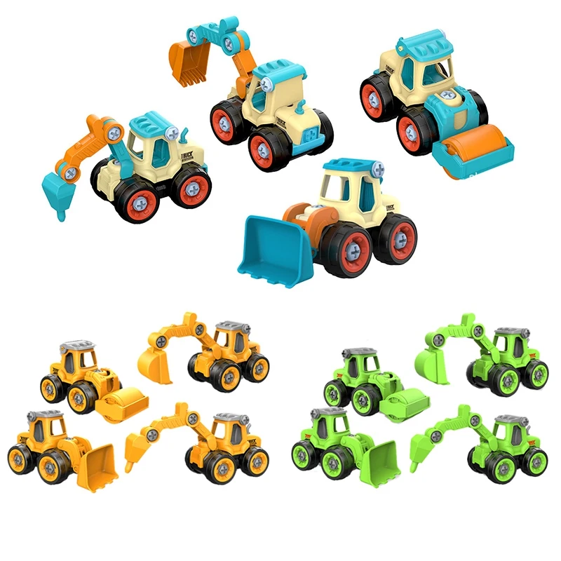 4PCS Nut Disassembly Loading Engineering Truck Excavator Bulldozer Screw Kids Creative Tool Education Toys Car