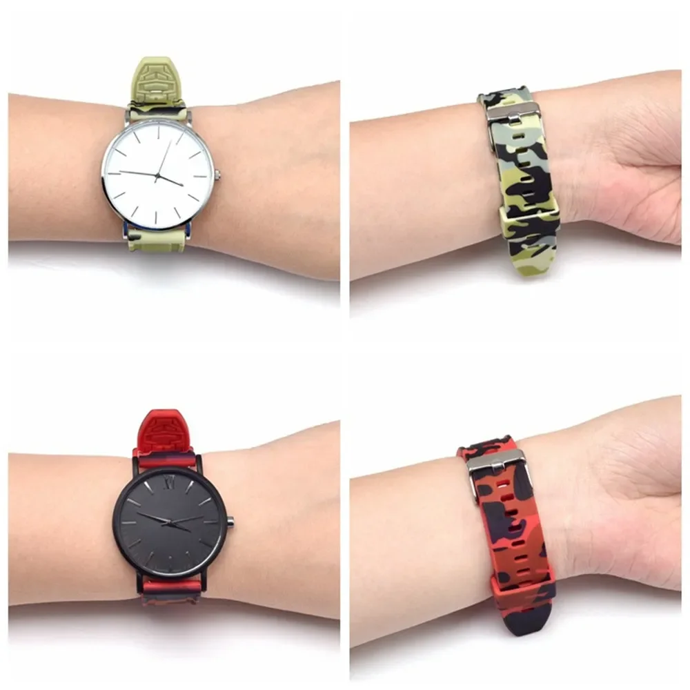 18mm 20mm 22mm 24mm Camouflage Silicone Strap Quick Release Waterproof Sport Watch Band Bracelet for Huawei Samsung Galaxy