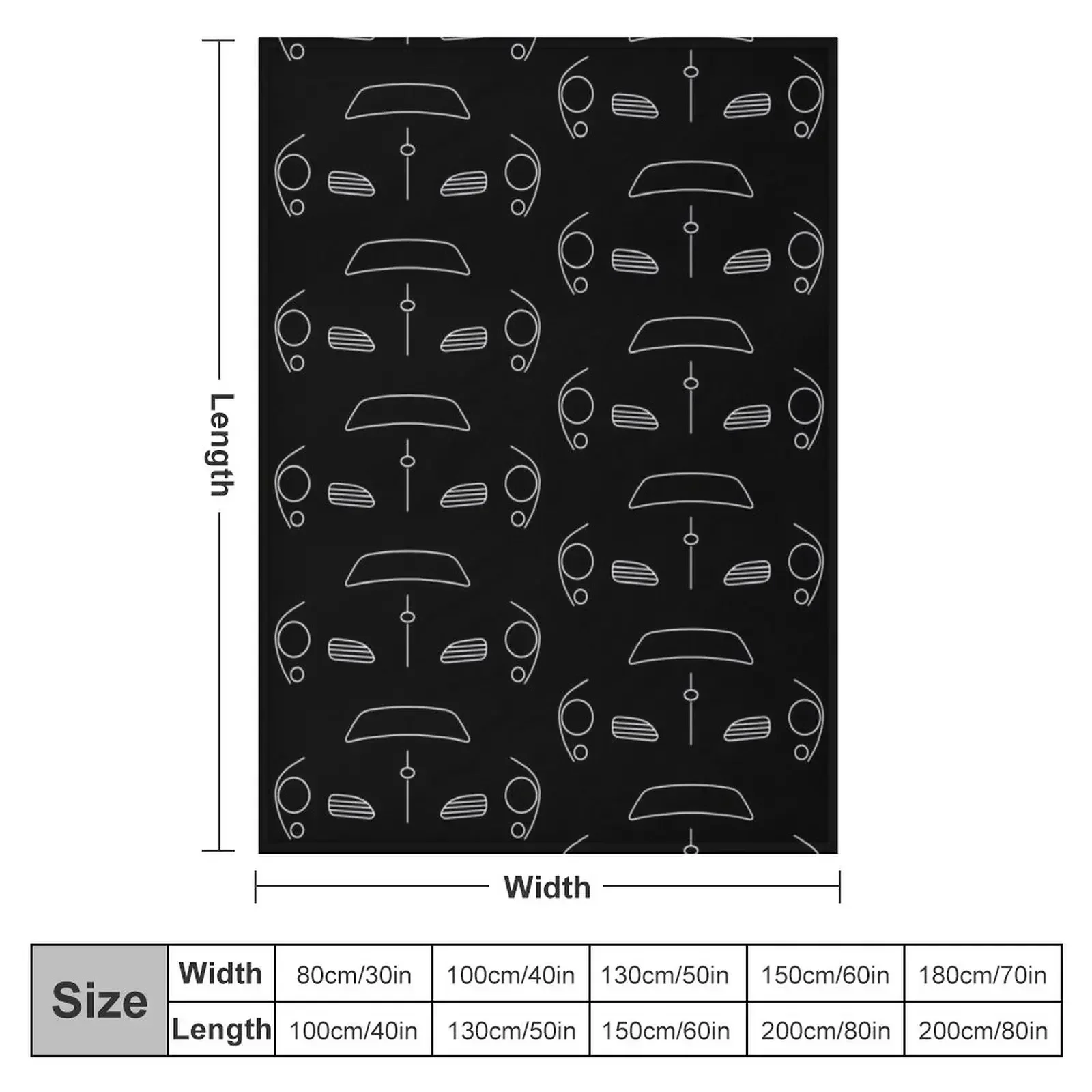 Karmann Ghia outline graphic (white) Throw Blanket valentine gift ideas Vintage Softest Luxury Brand Blankets