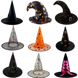 Halloween Witch Hat Black Spider Skull Anime Witch Headband Hat Party Costume Accessories Women Wide Brim Foldable Pointed Caps