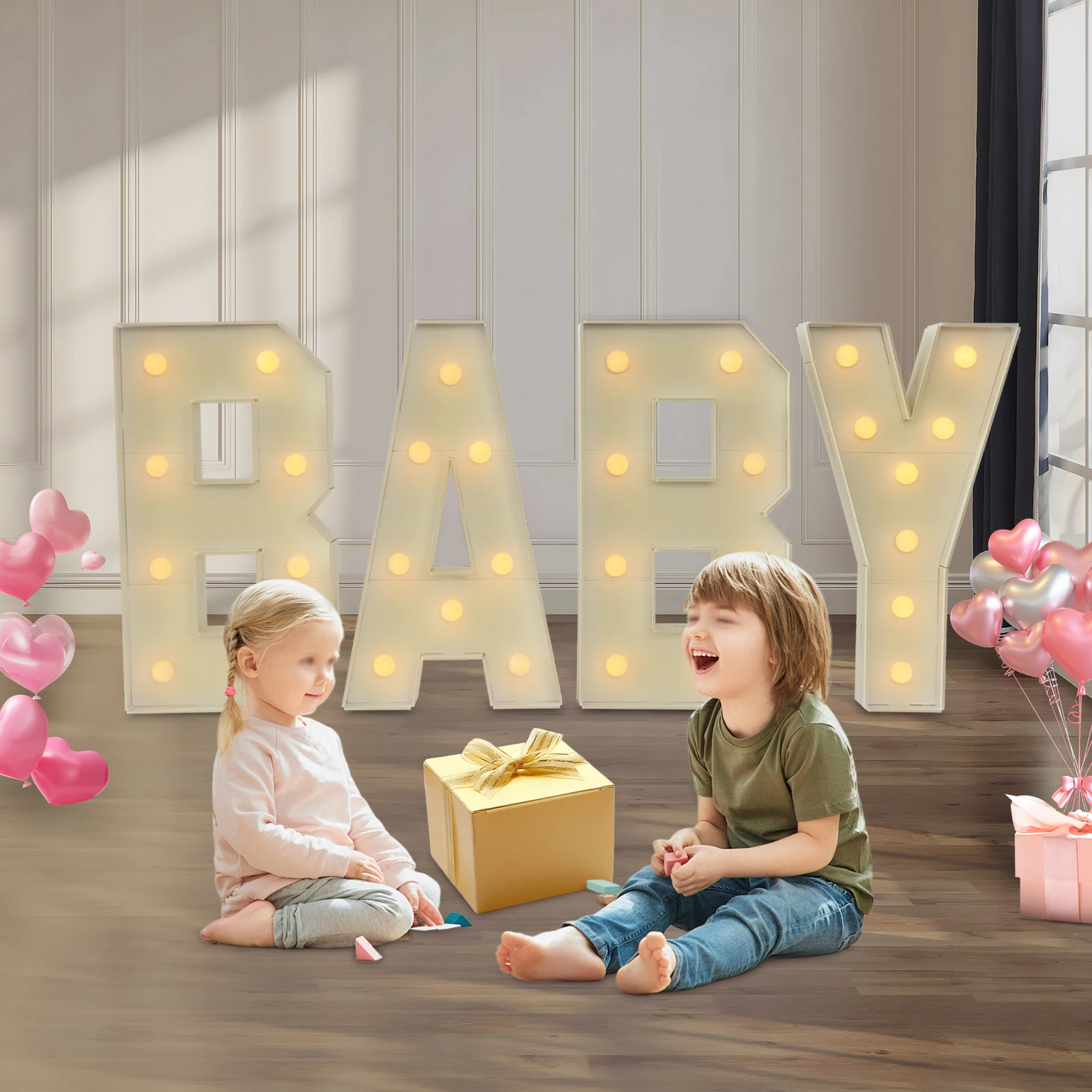 100CM Party Decorations BABY Light Letters Kit Giant LED Anniversary Decor Freestanding Alphabet Home Light Up Lamp Decorative