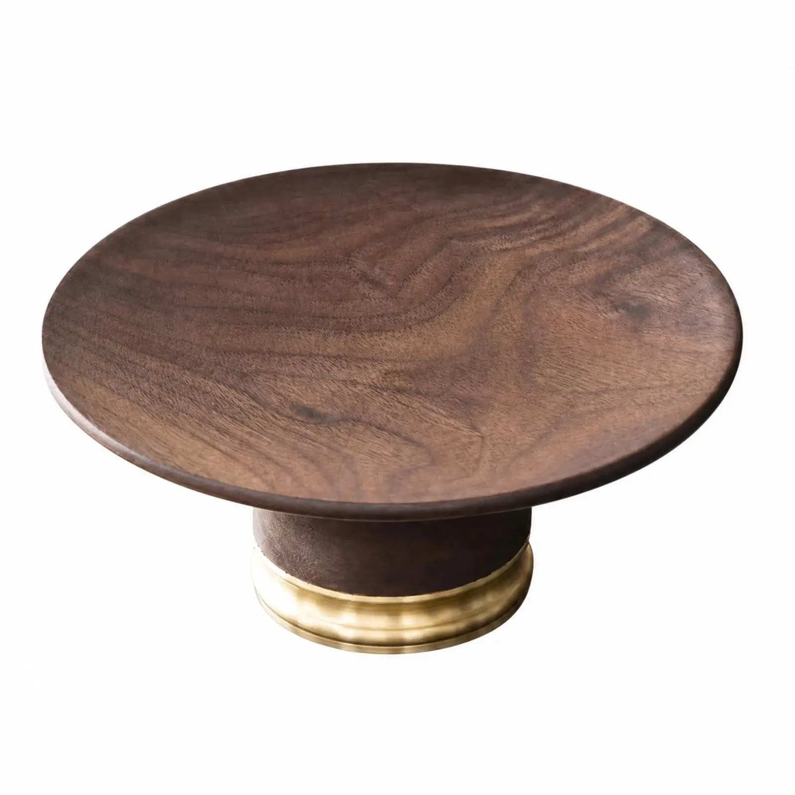 Wood Grain Walnut Tray with Elevated Base for Candy Dried Fruit Refreshments Decorative Serving Plate for Tea Time