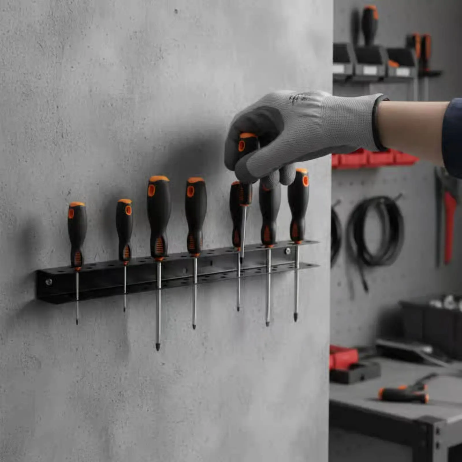 Screwdriver and Plier Rack Sturdy-Duty Wall Mounted Tool Organizer Pliers Storage Rack Space Saving Wall Mount Tool Organizer view 5