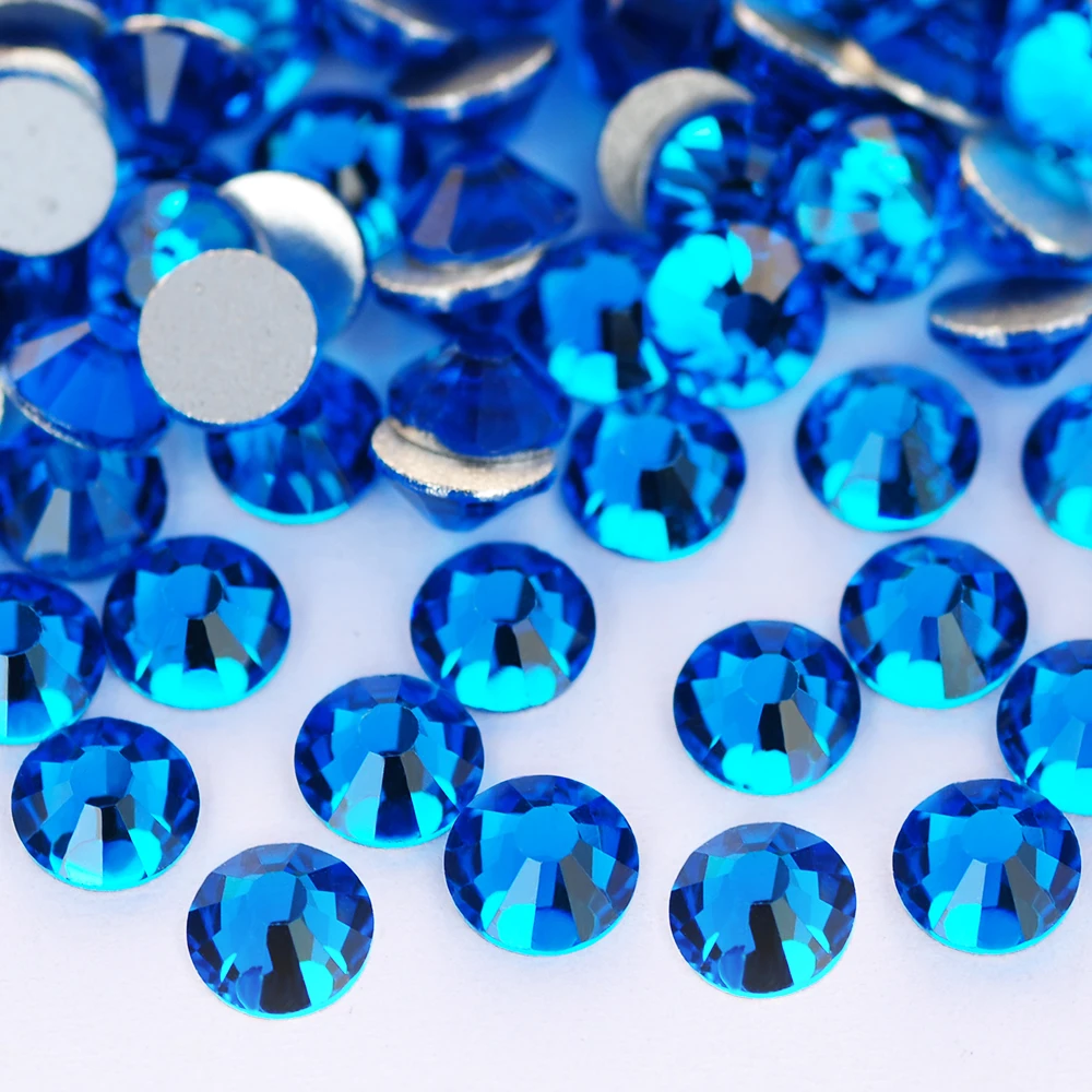 YANRUO 2058NoHF SS3-SS30 Capri Blue Non Hot Fix Strass Kristallstein zum Aufkleben auf Nägel, Flatback-Strass für Bastelarbeiten